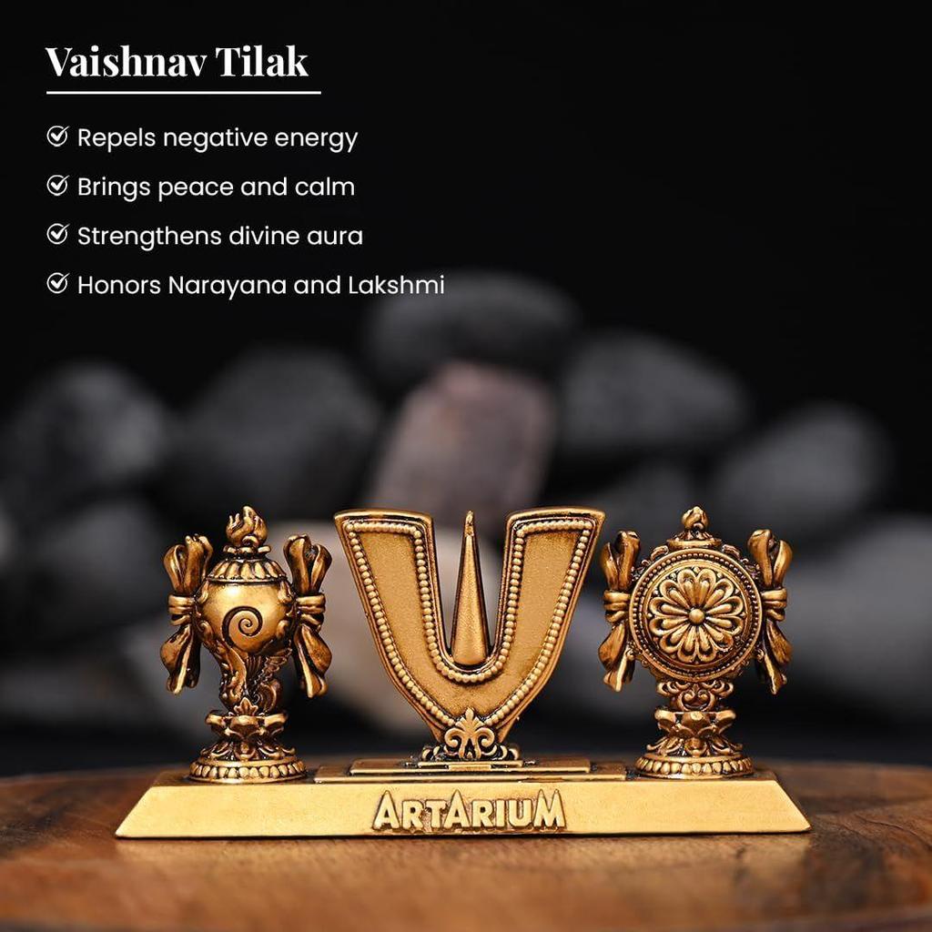 Vaishnav Tilak Sankh Chakra Tilak of Lord Vishnu for Home Temple & Office Material- Resin & Marble Dust