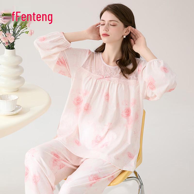 Fenteng Women s 100% Cotton Floral Pajama Set L