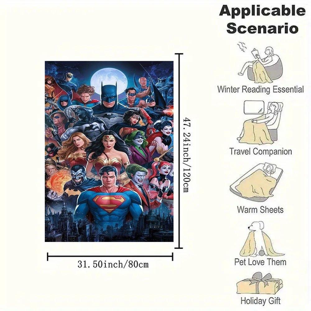 Poster Coperta Plaid in Flanella con Collage di Supereroi DC Comics per Divano, Letto, Viaggio, Campeggio, Ufficio, Divano, Sedia