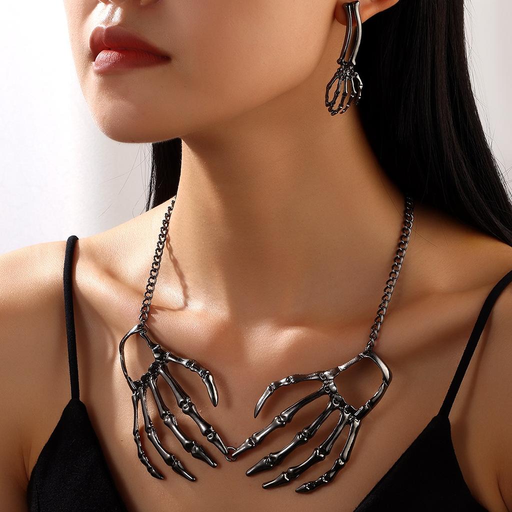 Colier cu pandantiv de mână în stil punk în stil gotic creativ personalizat, lanț de clavicula hip hop bijuterii din aliaj de Halloween