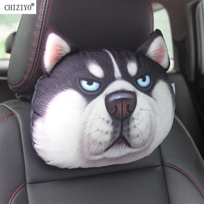 CHIZIYO Newest 2024 3D Printed Schnauzer Teddy Dog Face Car Headrest Neck Rest Auto Neck Pillow Without Filler