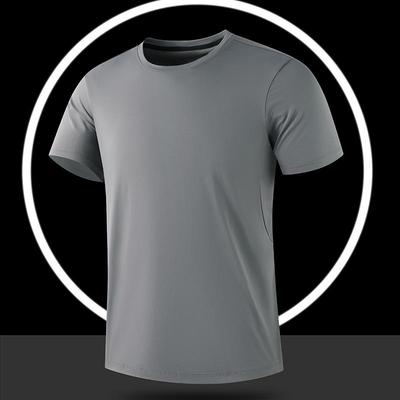 Men's Quick-Dry Ice Silk T-shirt, Round Neck, Short Sleeve, Breathable, Lightweight, Sports & Running Casual Top.
