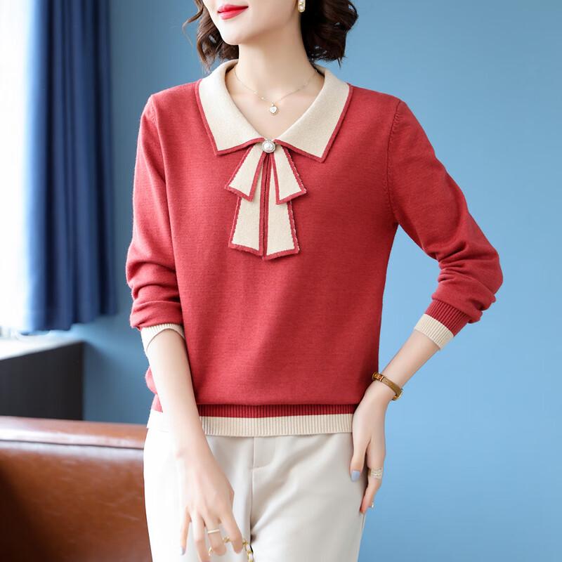 Qianlian Women's Autumn/Winter Lapel Knit Top