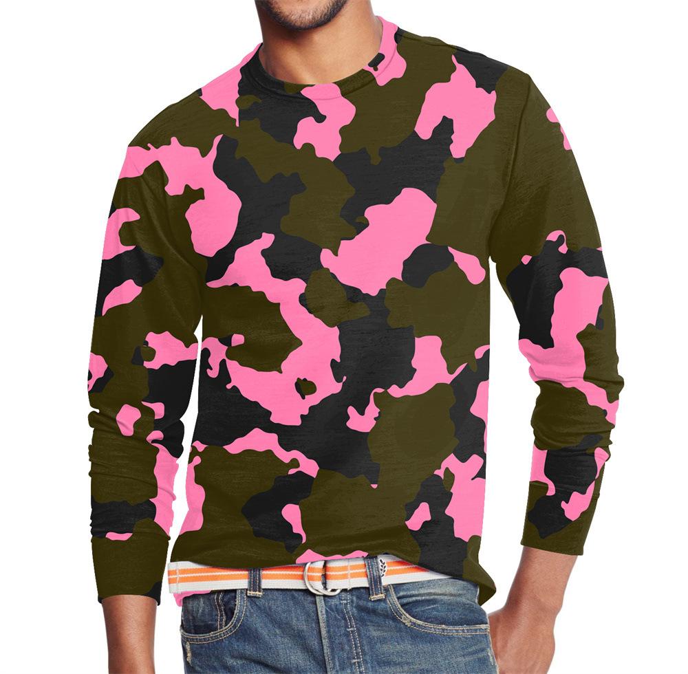 Men's Summer Long Sleeve Outdoors Camouflage Colorful Print T-Shirt Top Men Streetwear Clothing Long Sleeve T-Shirt Women's Pullover