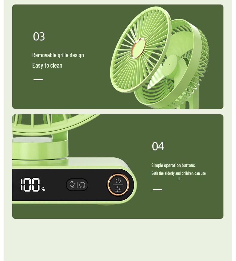 Rechargeable Portable Mini Oscillating Fan for Dorm, Office & Outdoor Use