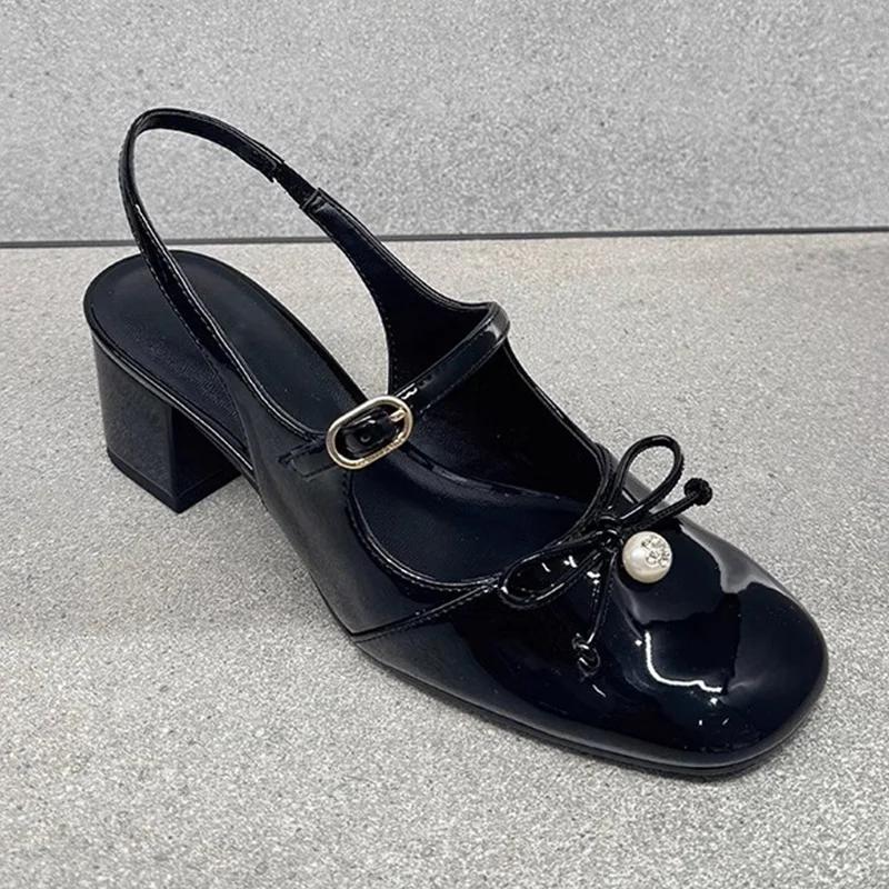 

Fashion High Heels Women Sandals Summer Dress Bow Fashion Shoes Chunky Cozy Walking Woman Pumps 2025 Designer New Trend Mujer Chaussure 35 чёрный