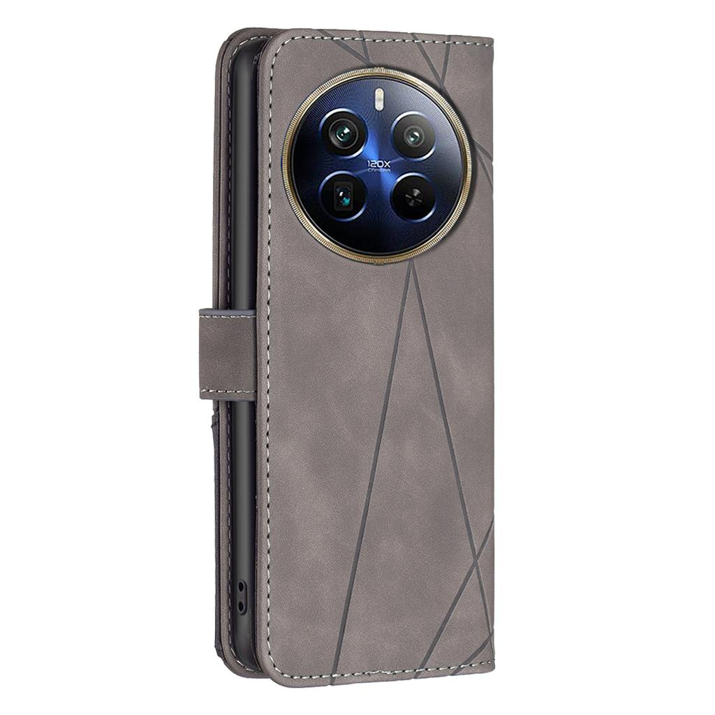 BINFEN COLOR For Realme 12 Pro 5G/12 Pro+ 5G Phone Cases Wallet Stand Geometry Imprint Leather Cover