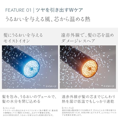 New Model: FESTINO Festino Shiny Moist Hair Dryer Re, Shiny Hair, High Airflow, Fast Drying, Lightweight, Negative Ion, Far Infrared, Powerful, Low-Te