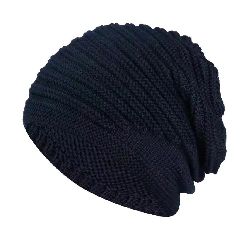 Men's and Women's Autumn and Winter Knitted Cap Warm Wool Cap Outdoor Pile Cap Fashion Rolled Edge Wrap-around Head Hat