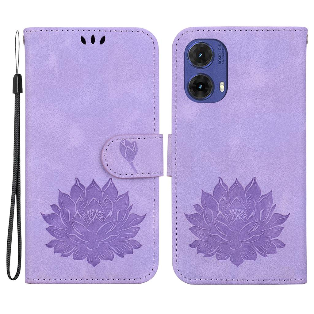 Für Motorola Moto G85 5G/S50 Neo 5G Brieftasche Hülle Lotus Prägung Leder Handyhülle