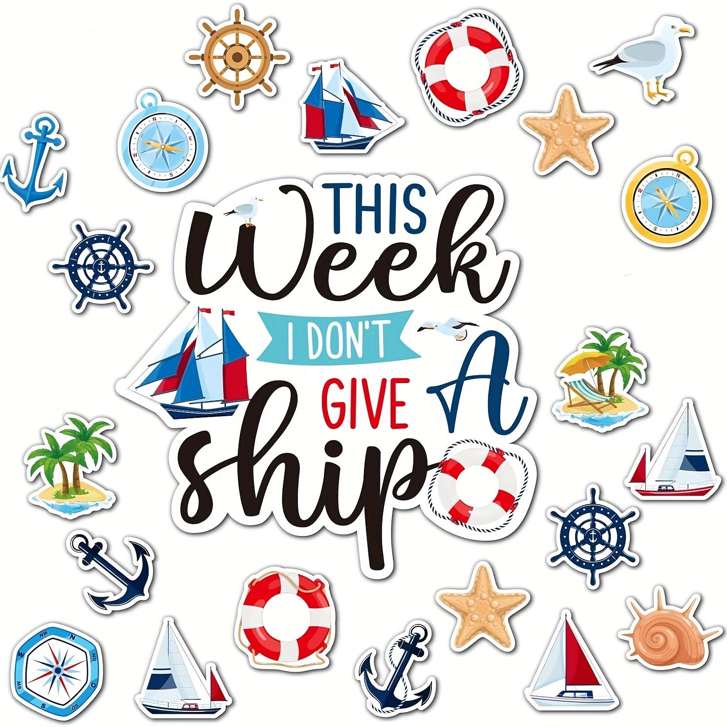 22pcs Nautical-Themed Cruise Door Magnets Decorations, Funny  This Week I Don t Give A Ship  Magnetic Stickers for Fridge