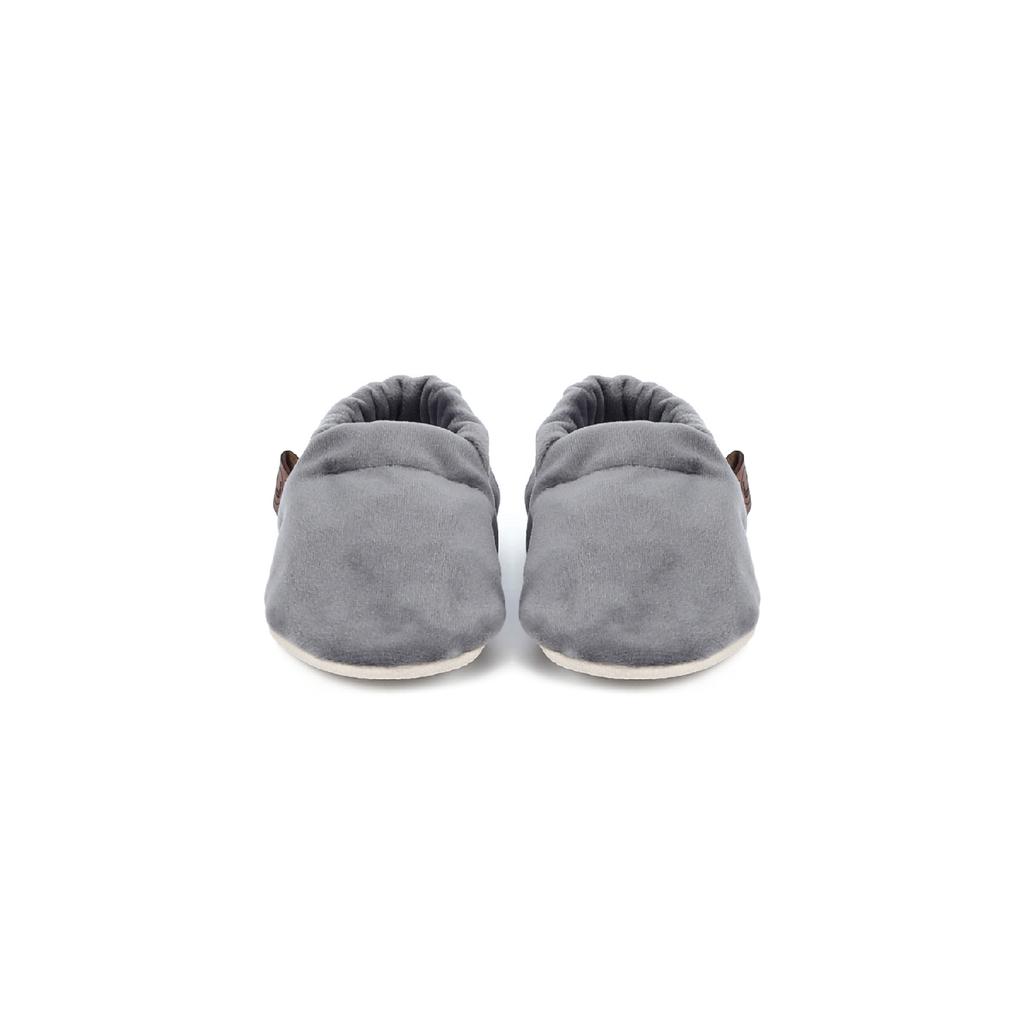 Cizme pentru bebeluși din catifea antracit