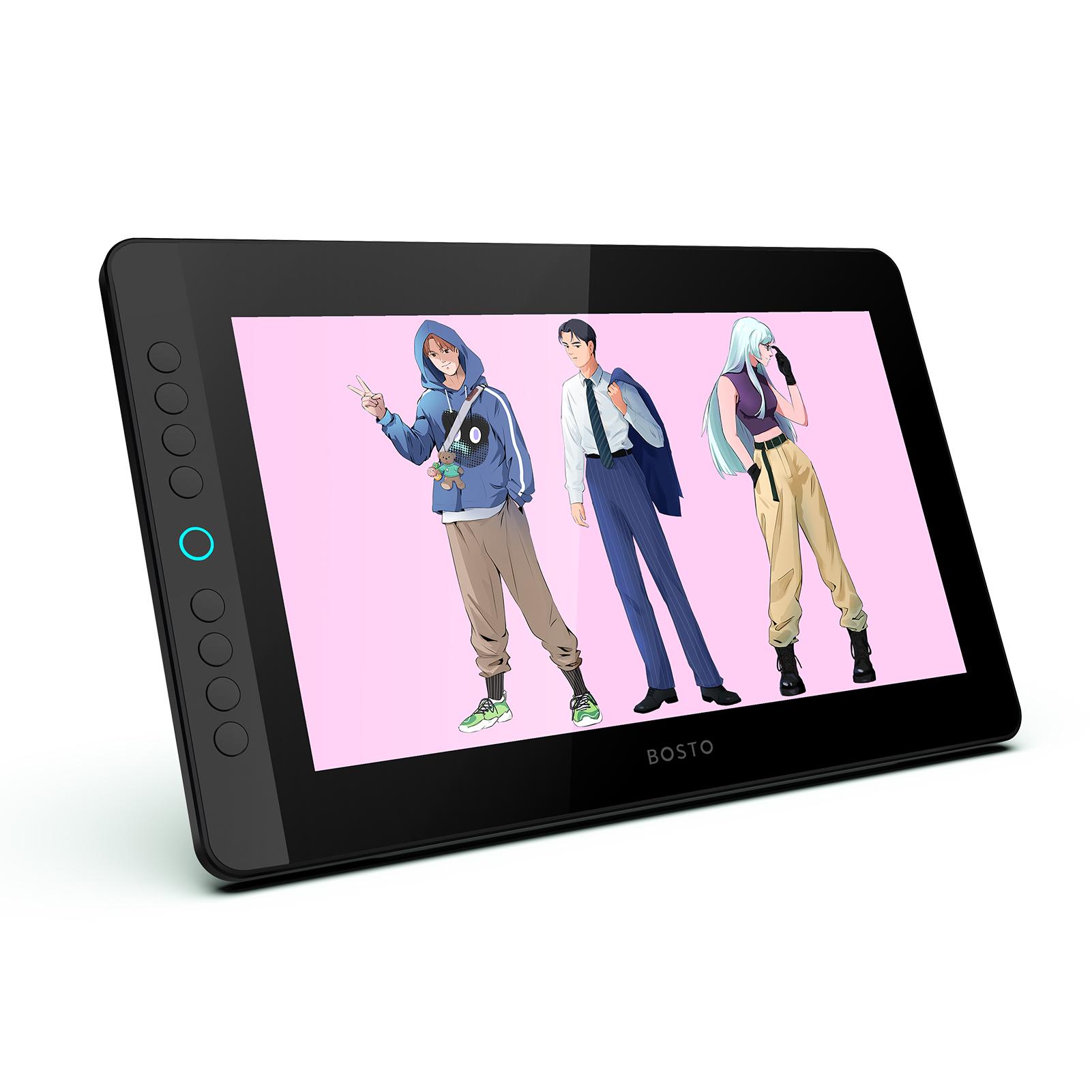 

BOSTO BT-13HDK Портативный графический планшет для рисования 13,3-дюймовый светодиодный экран H-IPS Цифровое искусство чёрный