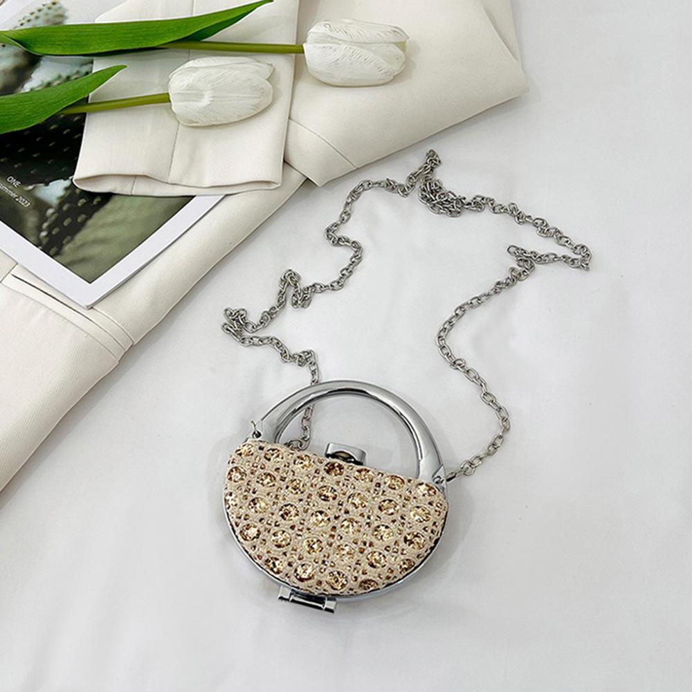 Luxury Mini Crossbody Bag Shinny Metal Lipstick Bag New Trendy Evening Clutch Bag  Woman