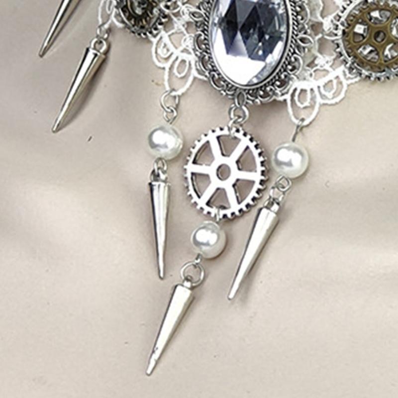 Collar Necklace with Lace and Gears Household Decoration for Wedding Birthday Party Decoration Accessory