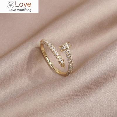 14K Real Gold Plating AAA Zircon Simple Geometric Ring Elegant Women's Daily Work Opening Adjustable Ring
