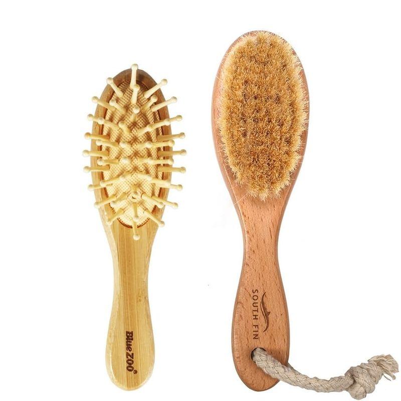 Gizmi - Set of 2: Wooden Hair Brush + Cleaning Brush