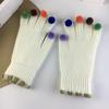 Knitting Gloves Colorful Hairball Cycling Driving Gloves Full Finger Mittens  Autumn