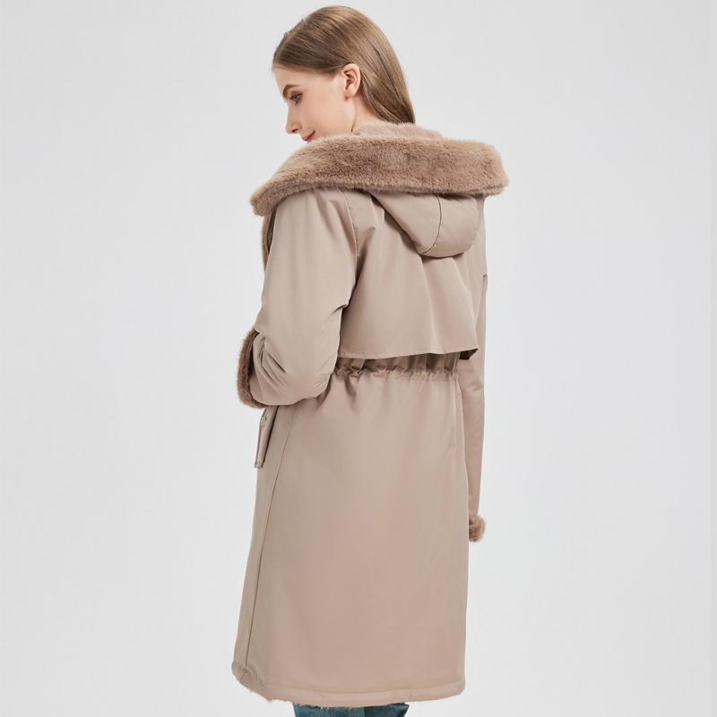 Fashion Winter Coat Female Long Parkas Hooded Can Be Worn On Both The Inside and Outside Loose Thick Warm Women's Faux Fur Jackets
