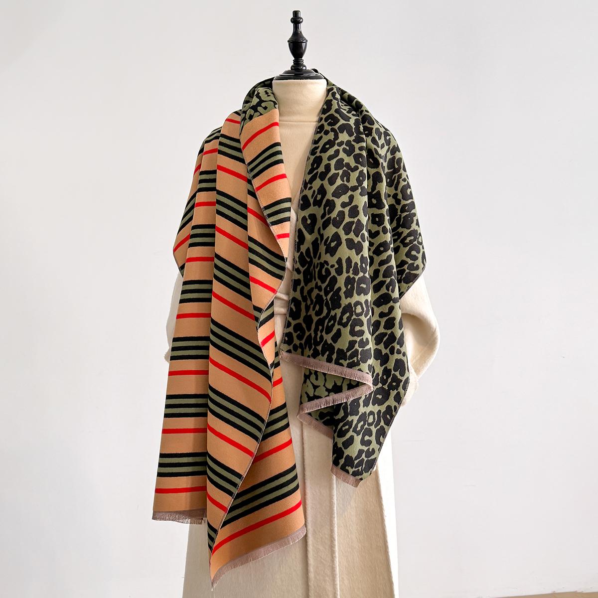 

Luxury Leopard Stripe & Plaid Pattern Women s Winter Scarf Thick Warm British Style Shawl Tippet