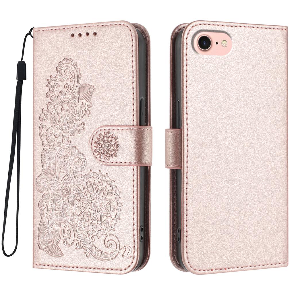 For iPhone 16e Phone Cases Mandala Flower Leather Wallet Mobile Cover with Strap