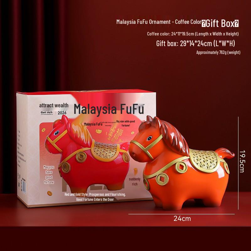 Guochao Jahr des Pferdes Tierkreiszeichen Schmuck - Glückstasche Schreibtischdekoration & Kreatives Neujahrs Souvenir zur Reichtumsanziehung.