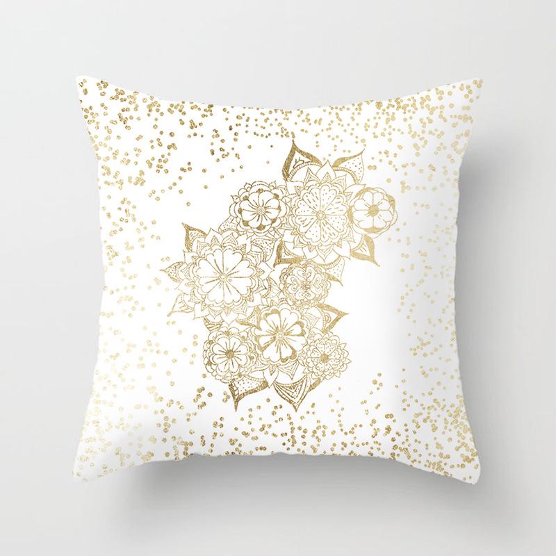 European Style Golden Geometric Print Car Pillow Cover Sofa Cushion Cover Home Furnishings