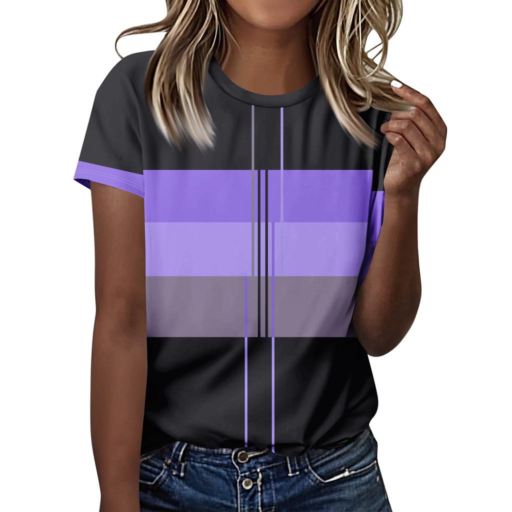 T-Shirts für Damen, Damen Kurzarm Tops Schick Sommer O-Ausschnitt Lässig Trendige Blusen Tunika Tops Unabhängigkeitstag