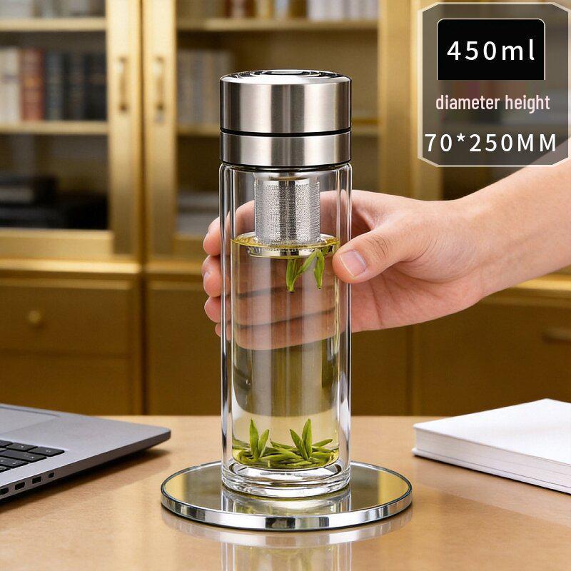 2026 Quick-Open High-Temp Resistant Glass Tea Infuser Cup with Large Capacity and Steel Lid