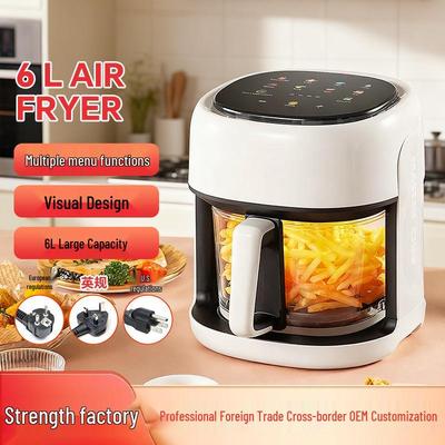 6L Glazen Model Slimme Airfryer: Olievrije Elektrische Frituurpan voor Multifunctioneel Thuisgebruik