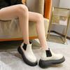 2024 Autumn Winter New Round Toe Low-heeled Women's Boots Chelsea Motorcycle Boots Solid Color Breathable Casual Women Shoes