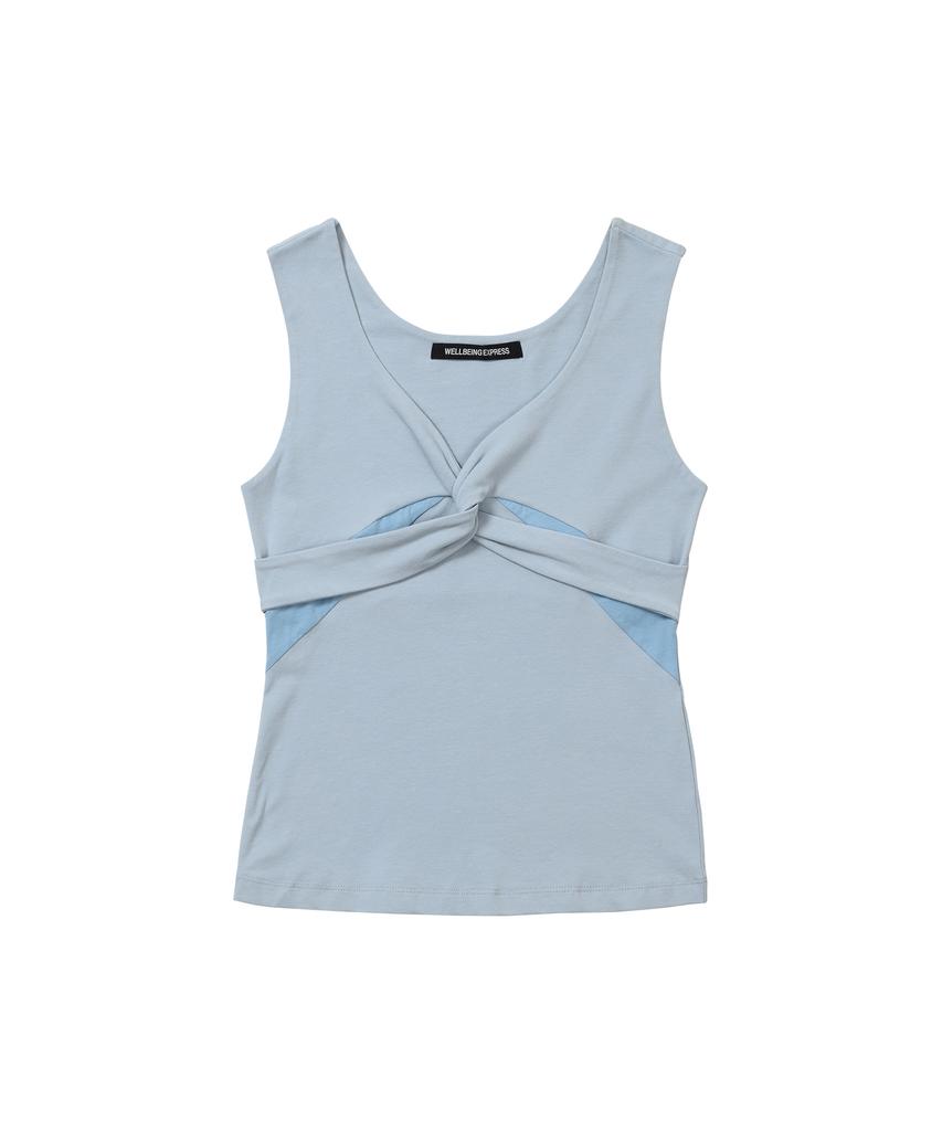 WELLBEING EXPRESS Draped Twist Sleeveless Sky Blue