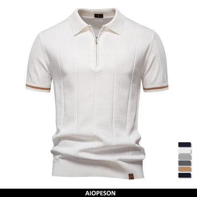 AIOPESON Business Casual Knit Polo Shirt For Men Fashion Neck Turn Down Collar Mens Social Luxury Golf Polo Shirts