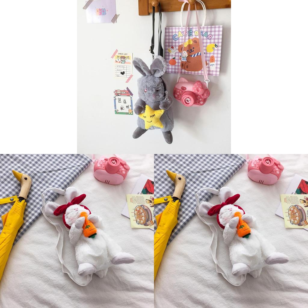 Plush Bunny Phone Bag With Zipper Closure For Daily Casual Wear