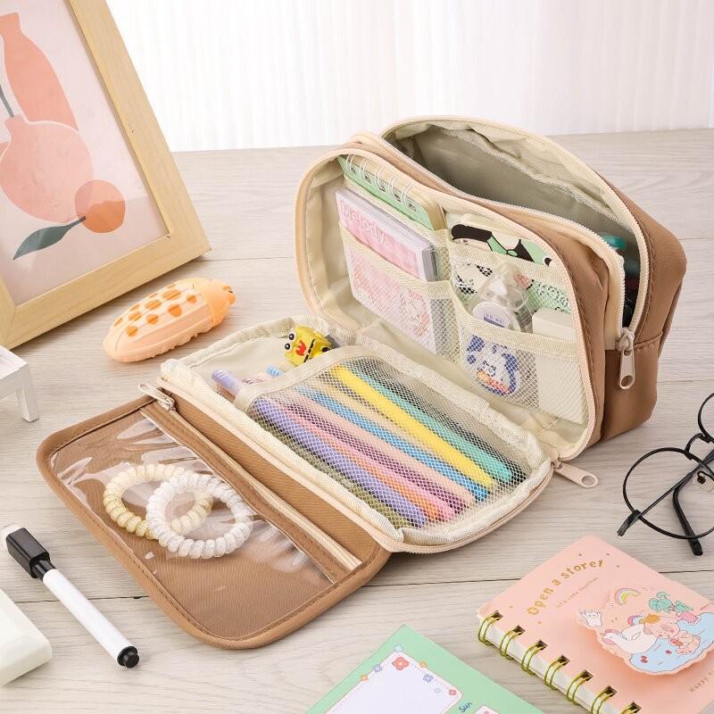 Stylish Transparent Nine-Layer Panda Pencil Case for Students