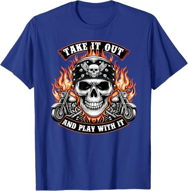 Funny Take it Out Play with it Skeleton Biker Motorcycle T-Shirt S разноцветный