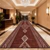 European Retro Brown Lint-free Long Runner Rug Luxury Non-slip Foldable Long Corridor Carpet Easy Clean Soft Passageway Foot Mat