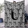 Hot ViralWorthy Snug AllPurpose Monogram Letter  Bow Decorative Throw Blanket Soft Fluffy for Couch Bed AllSeason Use