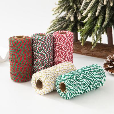 2mm Two-Color Cotton Ribbon for Handmade DIY, Gift Box Tags, Bouquets, and Packaging