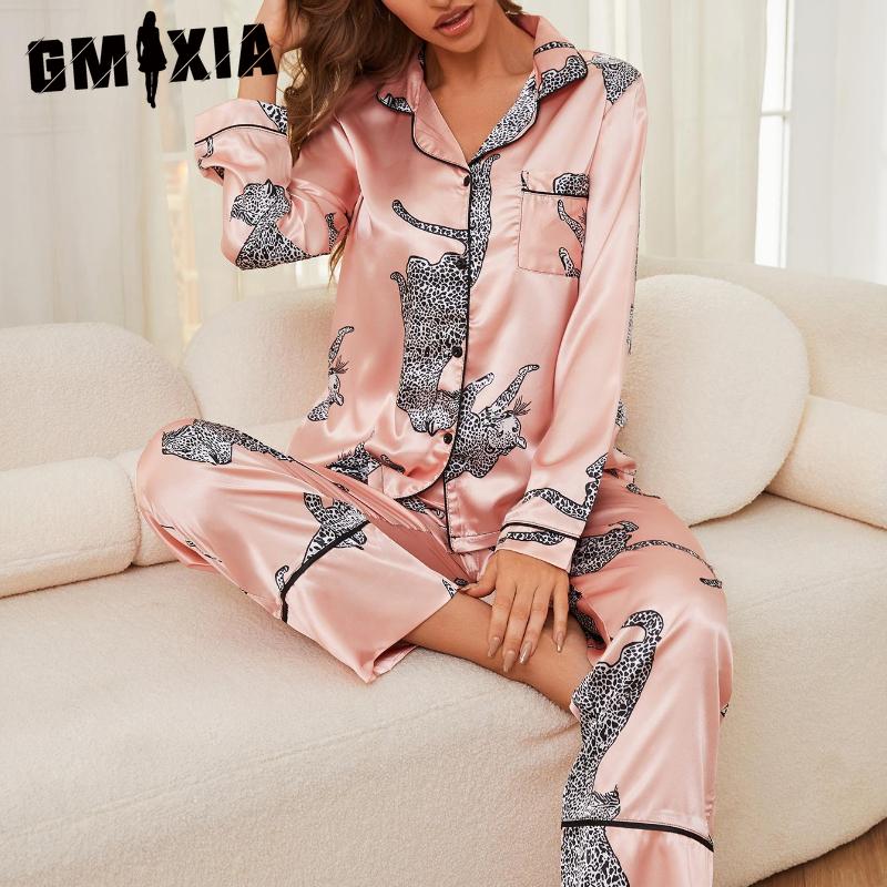 

GMXIA Женская домашняя одежда Осень и Зима Рубашка с длинным рукавом Брюки Пижама из двух частей S