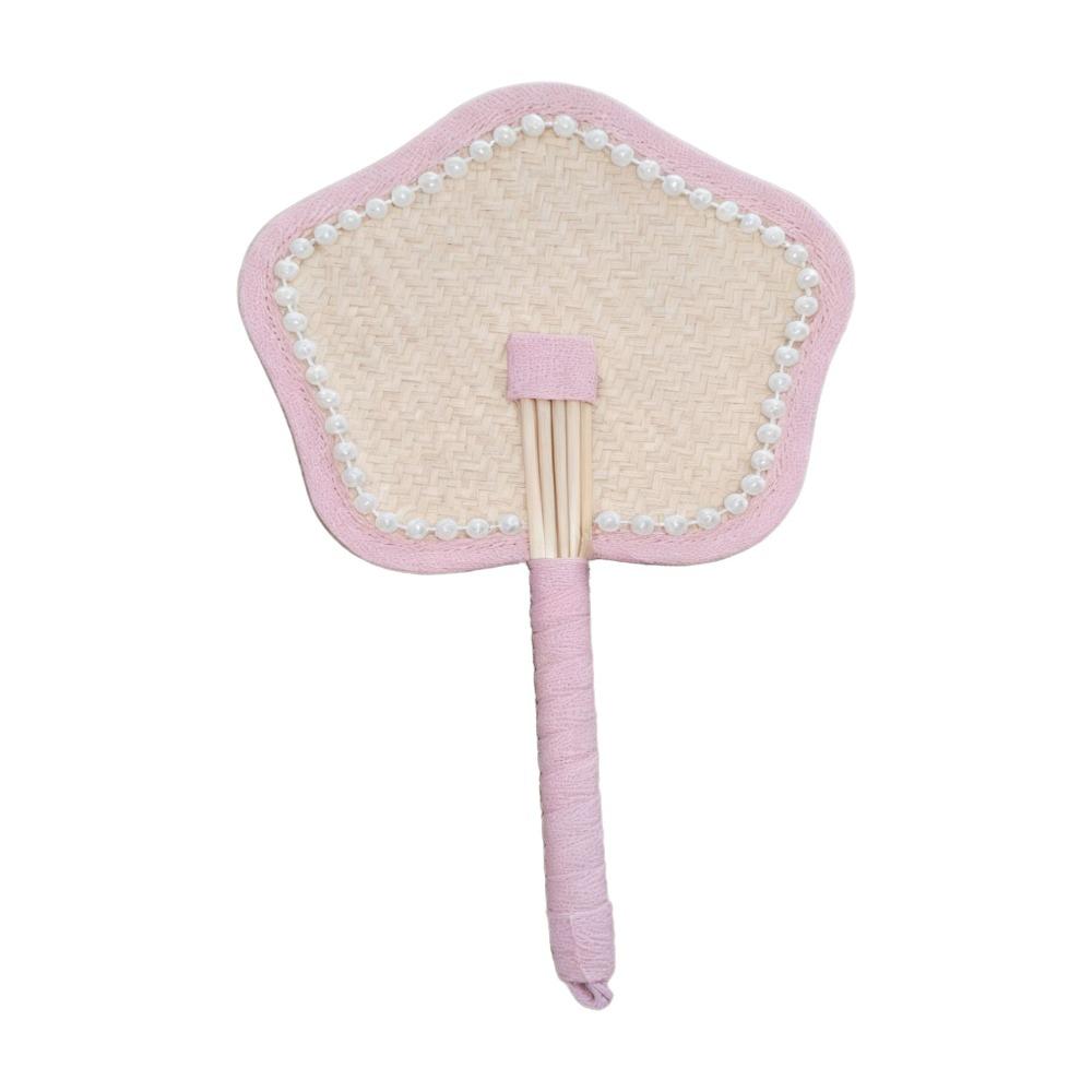 

Colorful Straw-Woven Fan Portable Cattail Fan Cute Design Manual Fan for Girls розовый