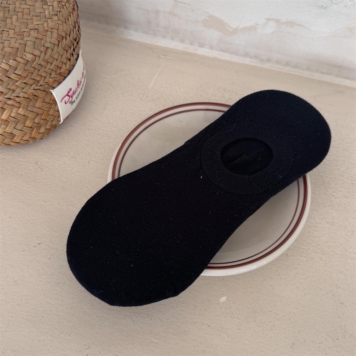 

Summer Non-Slip Heel Socks Dongdaemun Solid Color Sweat-Absorbing Breathable Boneless Socks Short Socks One size fits all чорний