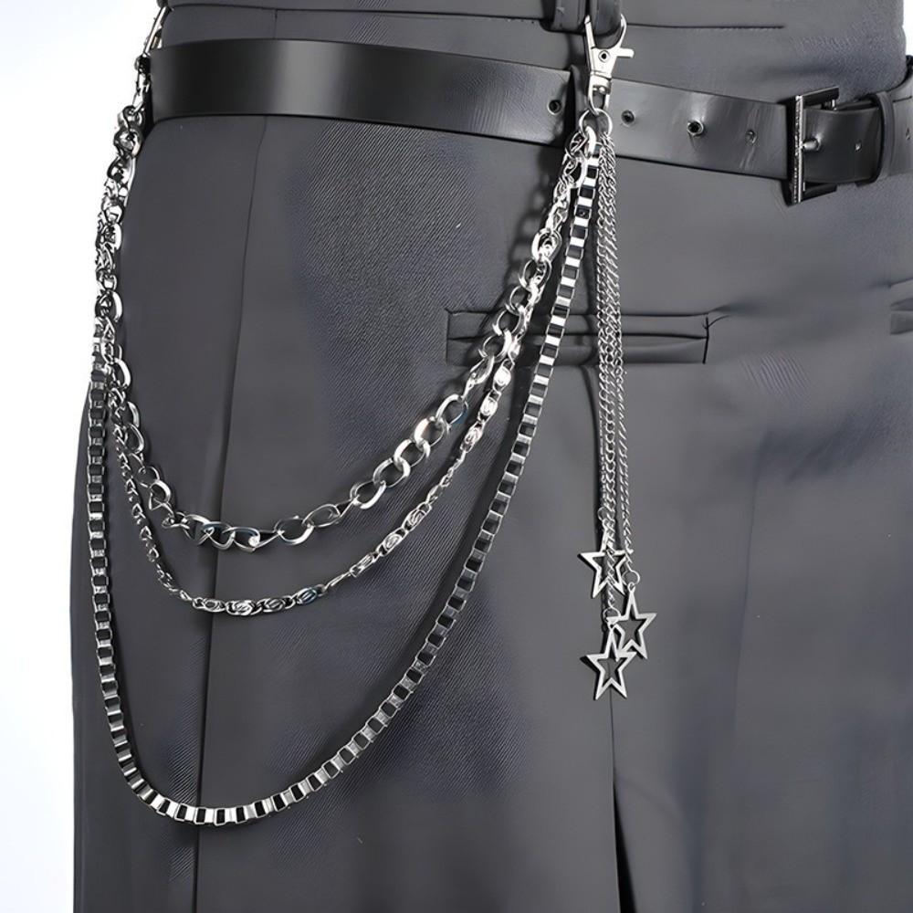 Three Layers Star Pendant Pants Chain Tassel Punk Waist Chain Fashion Hip Hop Chain Rock