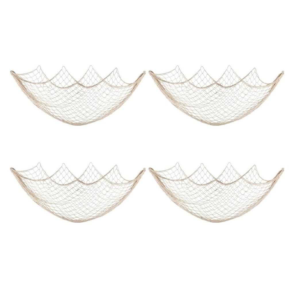 2/4 Pcs Fish Netting Decoration Cotton Decorative Fishing Net Ocean Themed Wall Hangings Fishnet for Beach Mermaid Party Home