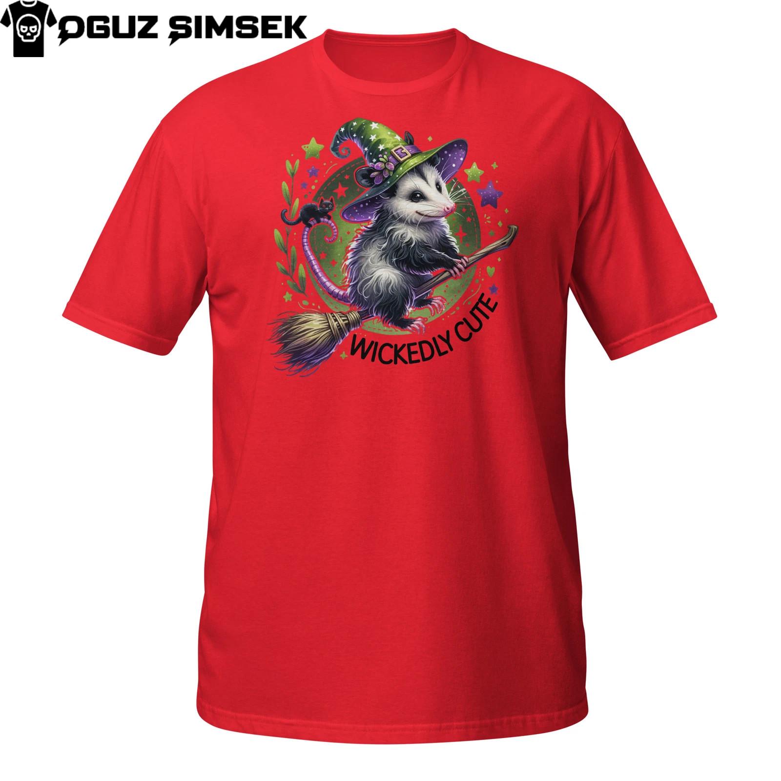 Wickedly Cute Witch Possum T-Shirt Mens Womens Tees Top | Funny Halloween Magic Animal Graphic Tee S