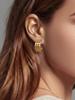 Elegant C-Shaped Hollow Round Stainless Steel Stud Earrings - Trendy, Versatile, and Unique High-End Ear Jewelry