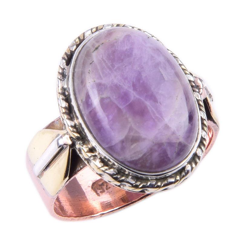 Natural Tiffany Stone Gemstone 925 Sterling Silver TwoTone Gift Ring S.8 m4K49