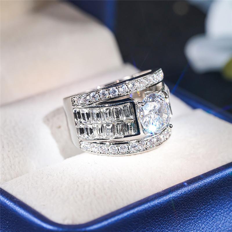 Bagues Larges Brillantes Haut de Gamme Pour Femmes Zircone Cubique Scintillante Accessoires pour Doigts Bijoux Tendance Élégants Bijoux de Luxe