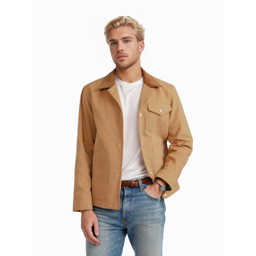 Men's Solid Color Simple Casual Lapel Workwear Style Jacket Spring Autumn European American Style Casual Outerwear