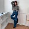 New Arrivals Open Run Women Casual Stripe Oversized Lip Neck Long Sleeve Knit